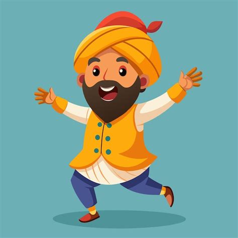 Premium Photo Vector Cartoon Illustration Of Punjabi Sardar Dancing