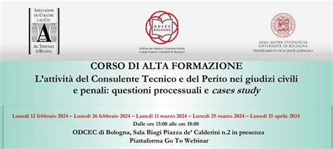 Corso Di Alta Formazione L Attivit Del Consulente Tecnico E Del