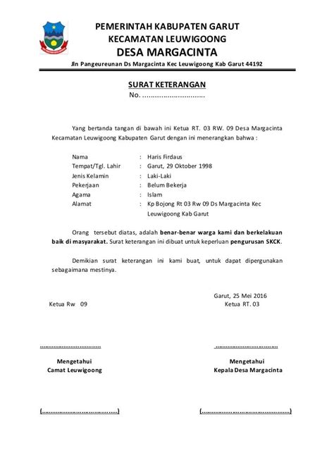 Surat Keterangan Untuk Pembuatan Skck Dari Rt Rw