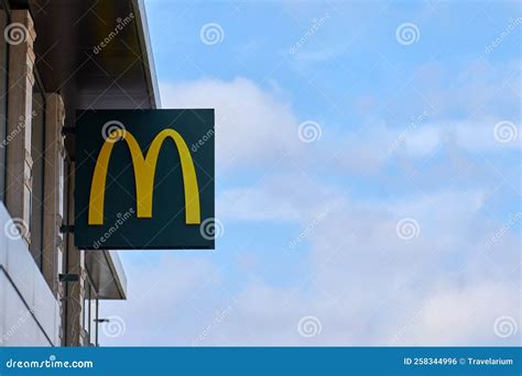 Yellow McDonalds Sign Banner On Building. Famous Company Logo Editorial ...