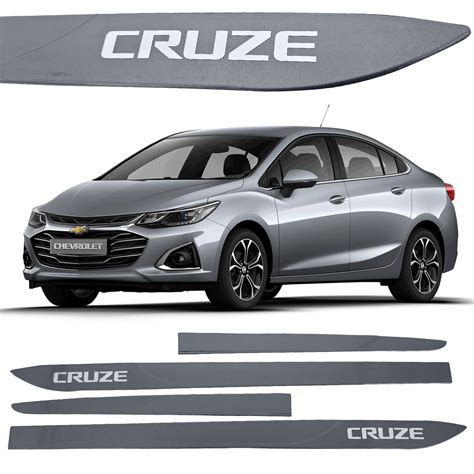 Jogo Friso Lateral Novo Cruze 2017 A 2022 Cinza Satin Steel