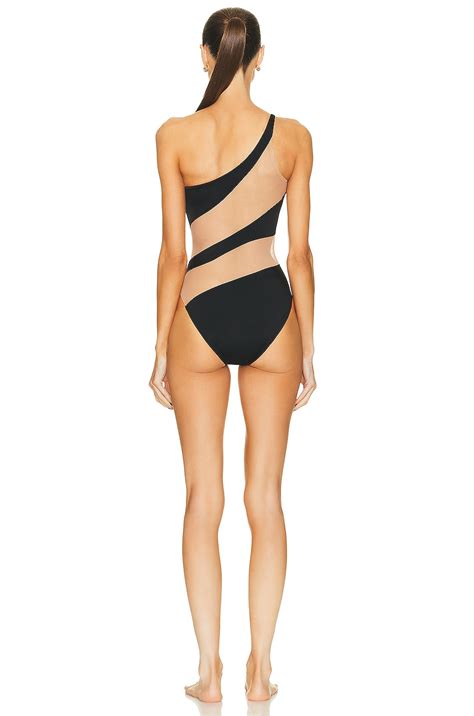 Norma Kamali Snake Mesh Mio One Piece Swimsuit In Black Nude FWRD