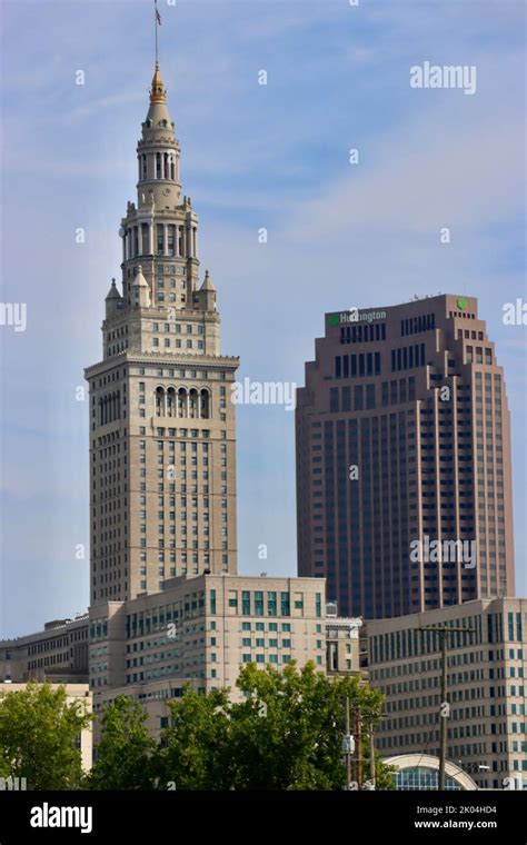 Cleveland Downtown Skyline With Tower City And Huntington Bank Building