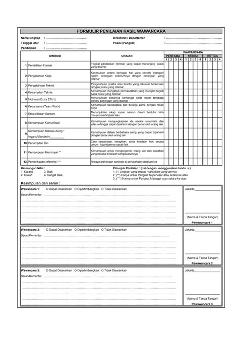 Contoh Form Penilaian Wawancara Kerja Dan Cara Buatnya