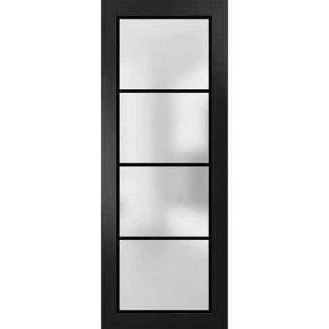 Sartodoors In X In Solid Wood Frosted Glass Black Matte