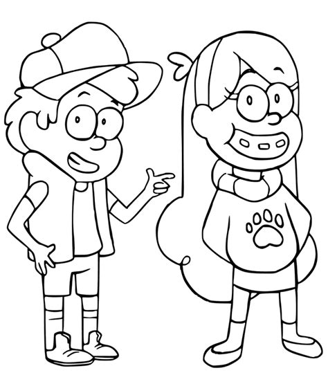 Dipper And Mabel Gravity Falls Coloring Page Free Printable Coloring