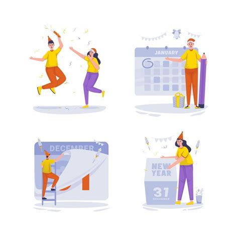 Premium Vector New Year Celebration With Change The Calendar Date