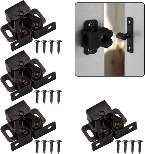 Keenkee 4 Pcs Cabinet Latch Double Roller Catch Hardware For Cupboard