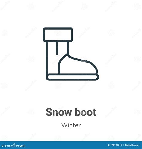 Snow Boot Outline Vector Icon Thin Line Black Snow Boot Icon Flat