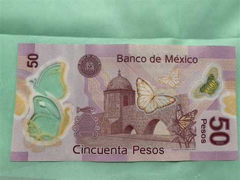 Mexico Peso Mexican Currency Note Cincuenta Pesos Banknote Jose