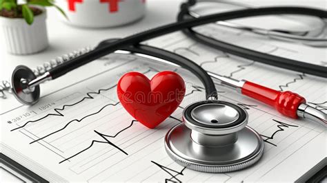 Stethoscope In The Shape Of A Heart Beat On A EKG Stock Illustration