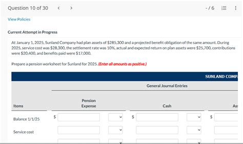 Solved At January Sunland Company Had Plan Assets Chegg