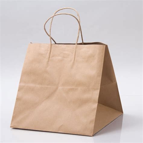 Flexo Printing Recyclable Kraft Paper Bag With Handle Food Packaging