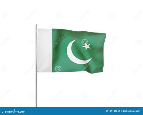 Pakistan Flag Waving White Background 3d Illustration Stock Illustration Illustration Of