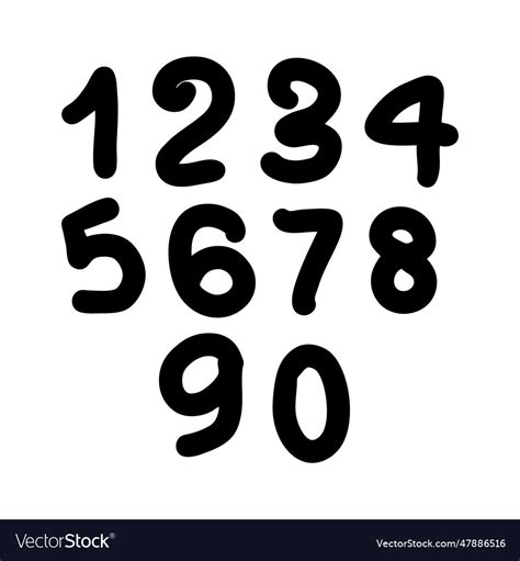 Hand drawn bold numbers collection Royalty Free Vector Image