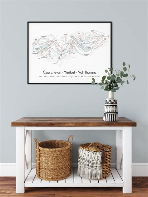 Valleys Ski Piste Map Poster Print Courchevel Meribel Etsy Uk