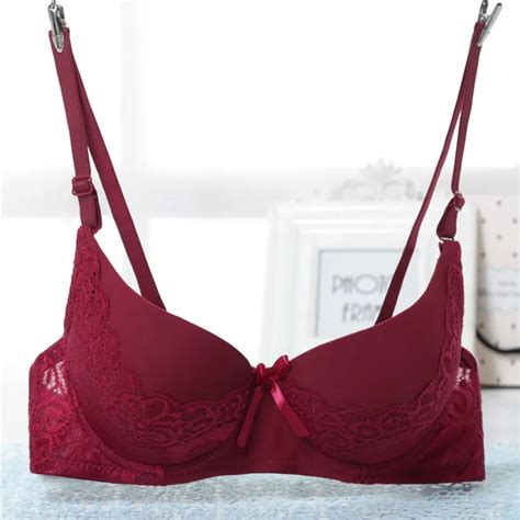 Brzfmrvl Burgundy Color Intimates Bra Women Anti Slip Sexy Bra Padded Cup Small Chest Push Up