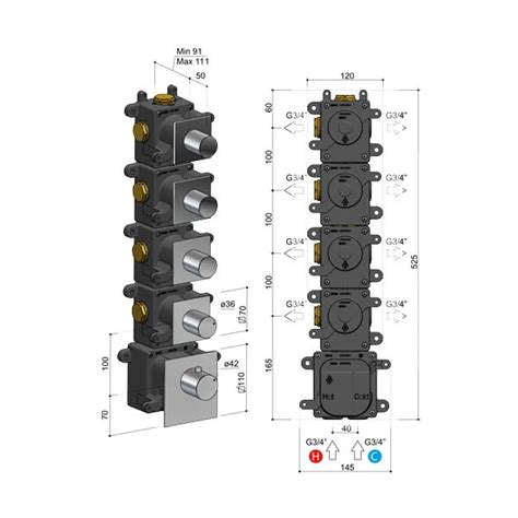 Hotbath Mate MHRQ4 Bateria Termostatyczna Prysznicowa Podtynkowa Ze