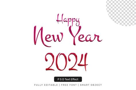 Premium PSD Happy Newyear 2024 Fully Editable Colorful Text Style Effect