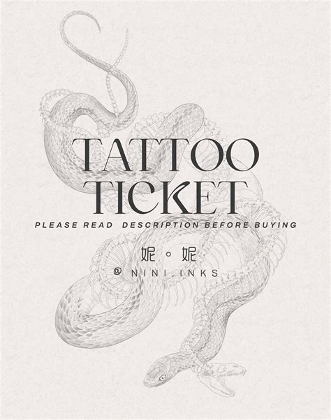 Tattoo Ticket by Nini.inks skeleton & Snake Intertwined - Etsy