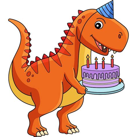 T Rex Con Feliz Cumplea Os Clipart De Dibujos Animados De Colores