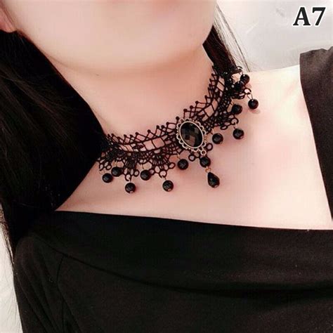 New Sexy Gothic Chokers Crystal Black Lace Necklace Vintage Victorian