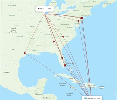 All Flight Routes From Chicago To Aruba ORD To AUA Flight Routes