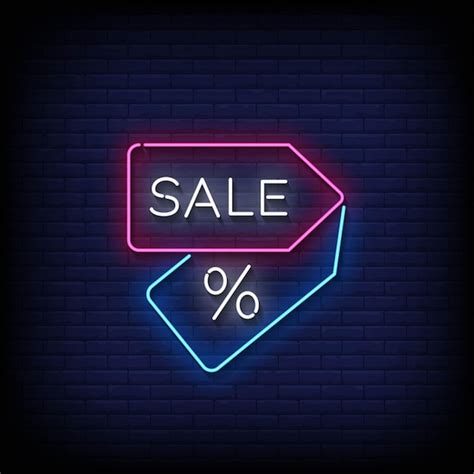 Premium Vector Neon Sign Sale With Brick Wall Background Vector