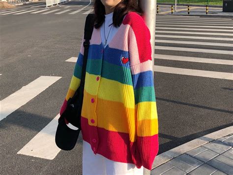 Rainbow Striped Womens Cardigan Sweater Queerks™