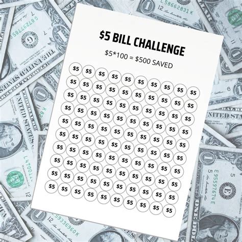 The 5 Bill Challenge Is Shown On Top Of Hundred Dollar Bills And It S