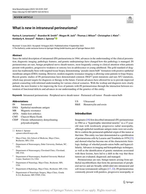 What Is New In Intraneural Perineurioma Request PDF