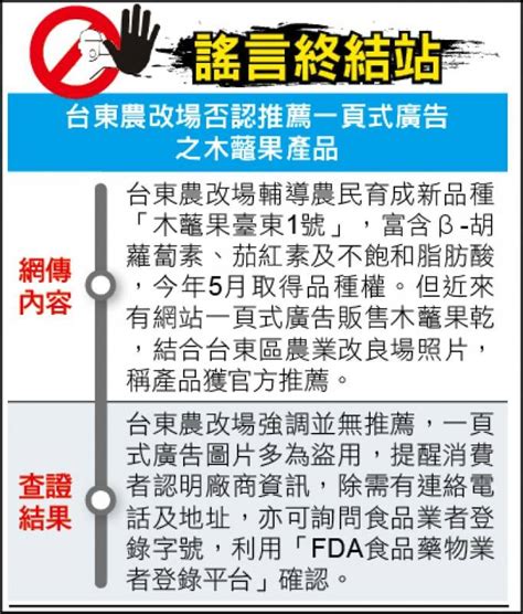 謠言終結站─台東農改場否認推薦一頁式廣告之木虌果產品 自由電子報 Line Today