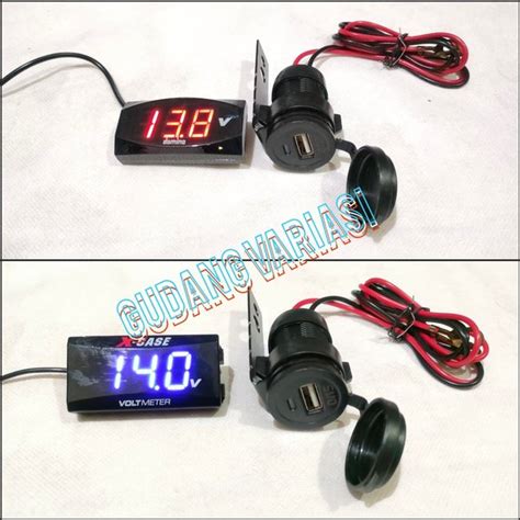 Jual VOLTMETER AKI MINI PLUS USB CASAN HP BULAT DI MOTOR Di Lapak