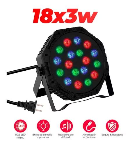 Cañón Par Led 18x1 W Rgb Audio Rítmico Estrobo Iluminación