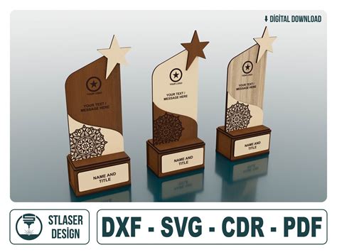 Award Trophy Laser Cut Files Wood Award Svg Files Mm Laser Etsy