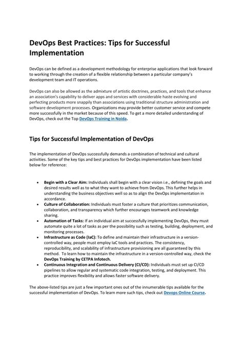 Ppt Devops Best Practices Tips For Successful Implementation
