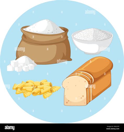 Set Of Carbohydrate Food Illustration Stock Vector Image Art Alamy