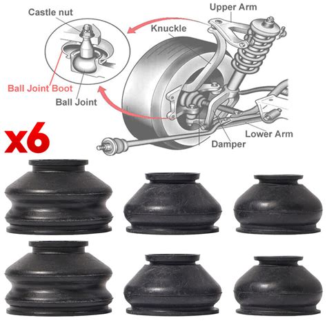 6PC Multipack Ball Joints Dust Boot Cover Track Tie Rods Ends Set Kits