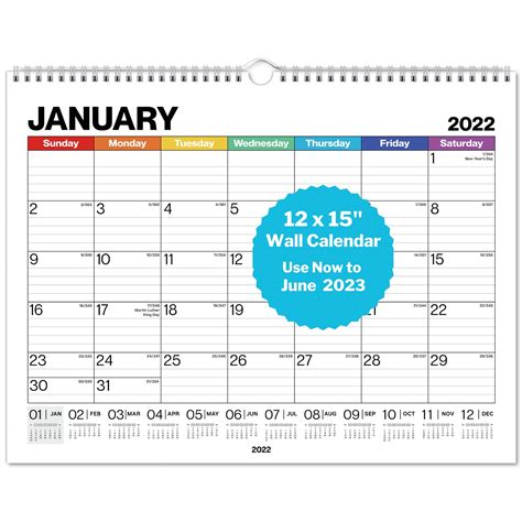 Buy Dunwell 12x15 Wall 2022-2023 - (Colorful) Use to June 2023, 15x12 ...