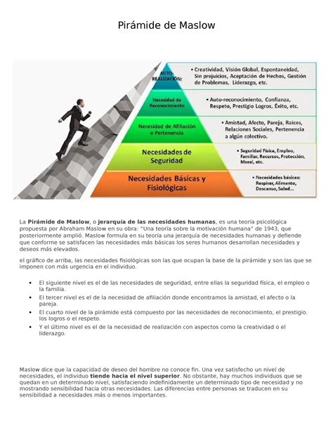 Pir Mide De Maslow Tarea Pir Mide De Maslow La Pir Mide De Maslow