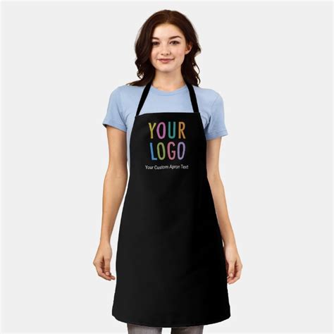 Black Custom Business Apron With Logo Personalized