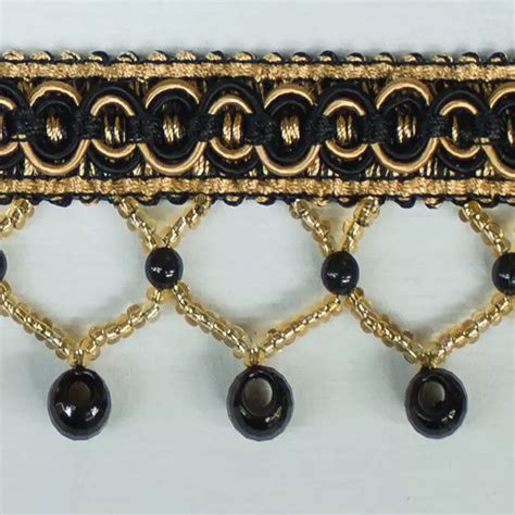 Trim Beaded Design 11 Black Gold Brilliant Drapery Design Inc