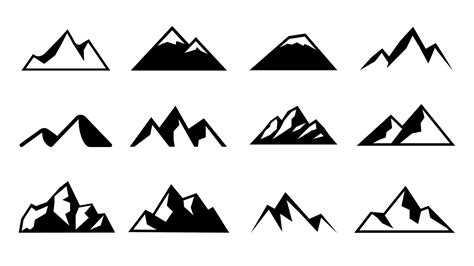 mountain shapes vector icon set  vector art  vecteezy