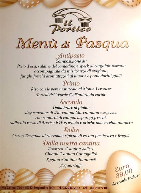 Menu Di Pasqua 2019 Ristorante Il Portico Cucina Tradizionale E