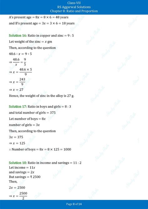 RS Aggarwal Class 7 Maths Solutions Chapter 8 Ratio And Proportion