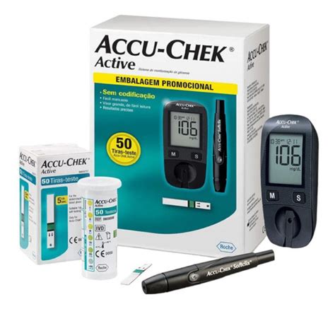 Kit Medidor De Glicose Accu Chek Active Roche Tiras Mercadolivre