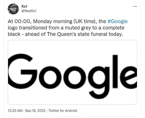 Google logo turns from grey to black ahead of the Queen's funeral ...