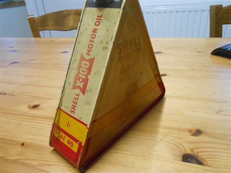 Ancien Bidon D Huile Ancien Shell X100 Motoroil Triangulaire GARAGE