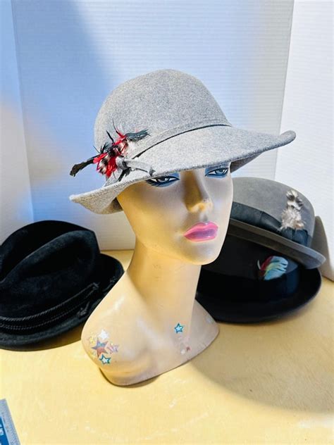 Stylish Vintage Wool Felt Hat Wide Brim S Gem