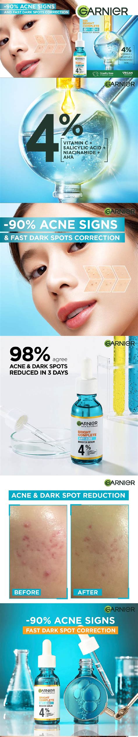 Garnier Anti Acne Serum With 4 Vitamin C Salicylic Niacinamide